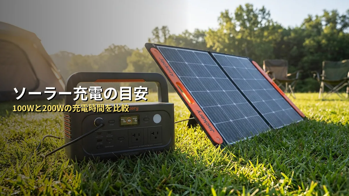 Jackery 600 Newをソーラーパネルで充電！100Wと200Wの時間は？