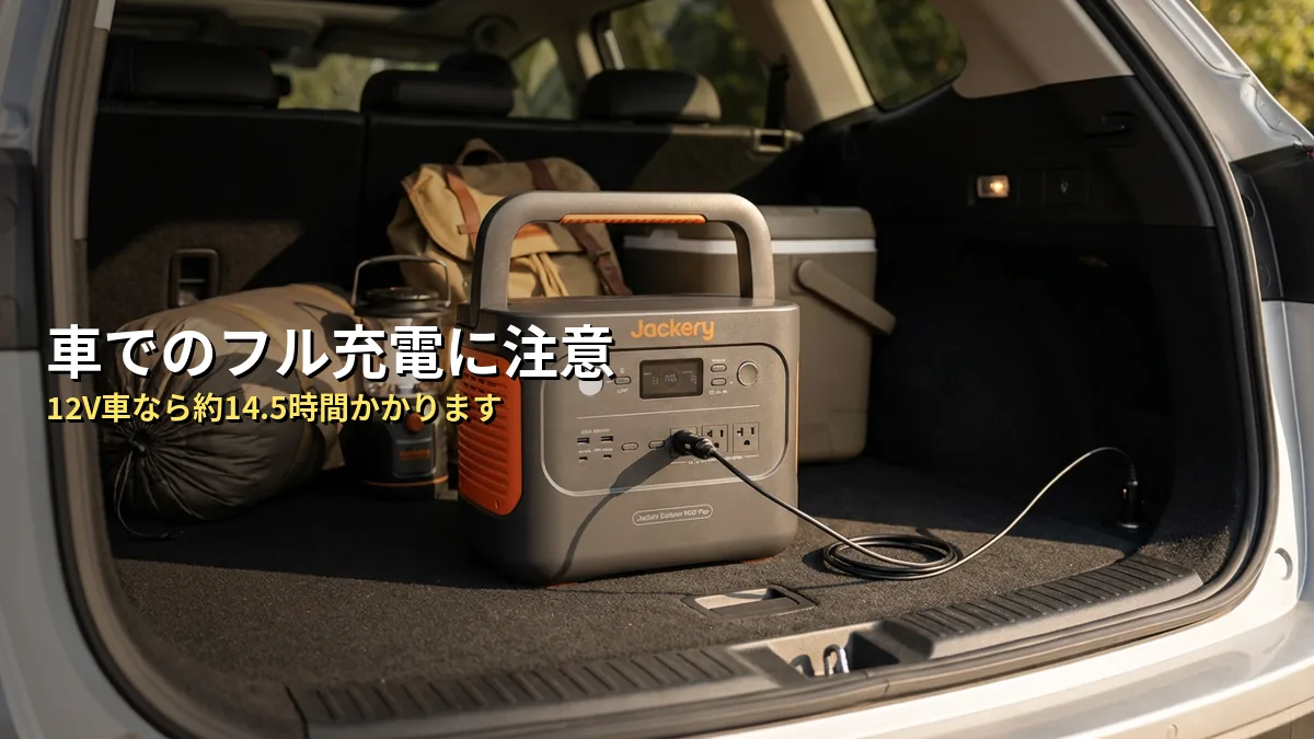 Jackery 1000 Plusのシガーソケット充電時間はどれくらい？
