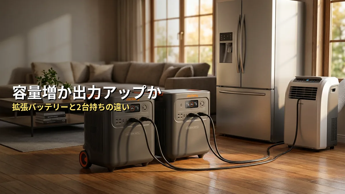 Jackery 3600 Plusのパワーアップ！「拡張バッテリー」と「本体2台」の違い