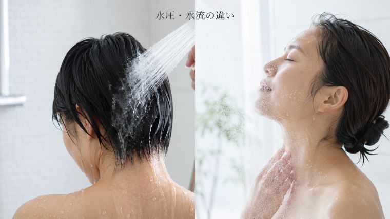 ミラブルExとリファファインバブル U+の水圧と水流のイメージ