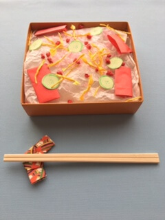 折り紙で作ったちらし寿司の完成