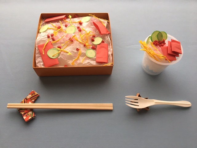 折り紙の箸置きとちらし寿司